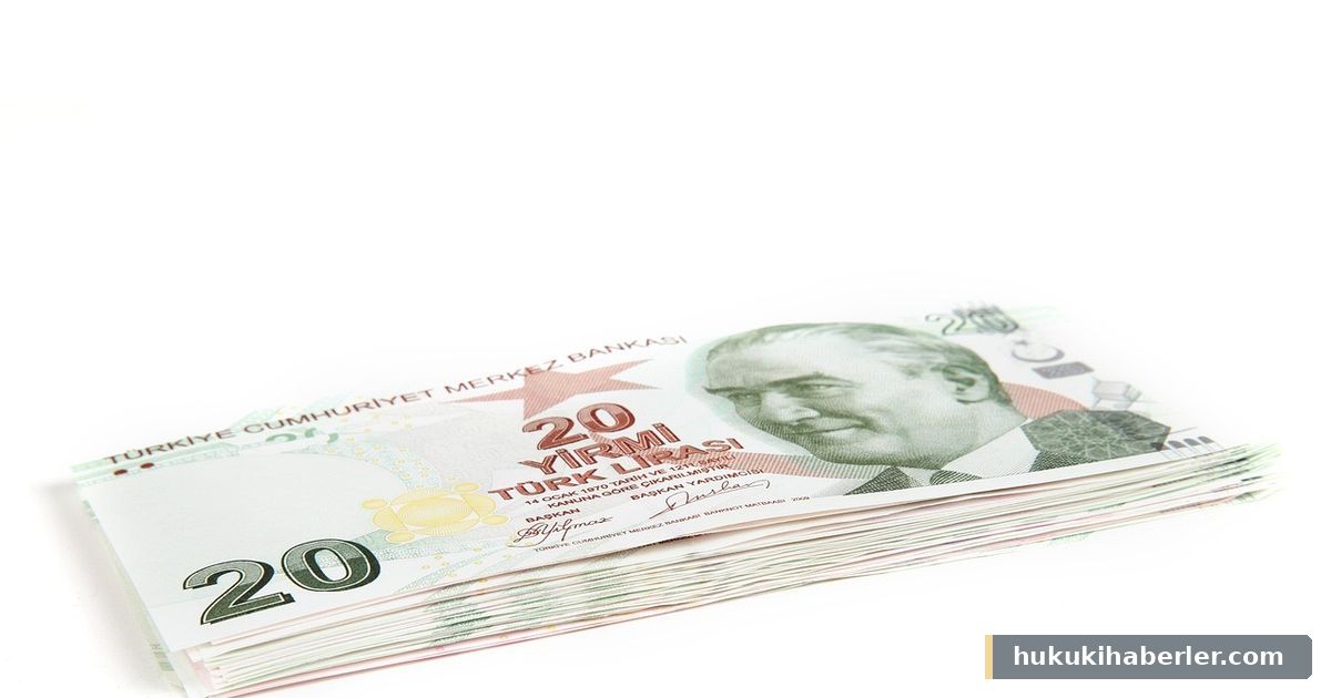 Beyaz zeminde üst üste dizilmiş yirmi liralık Türk lirası banknotları