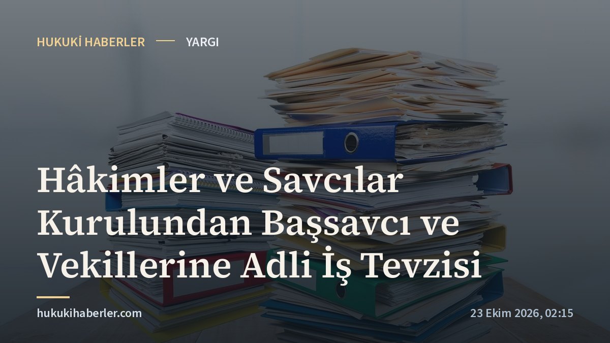 Hâkimler ve Savcılar Kurulundan Başsavcı ve Vekillerine Adli İş Tevzisi