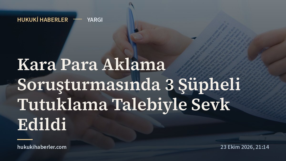 Kara Para Aklama Soruşturmasında 3 Şüpheli Tutuklama Talebiyle Sevk Edildi