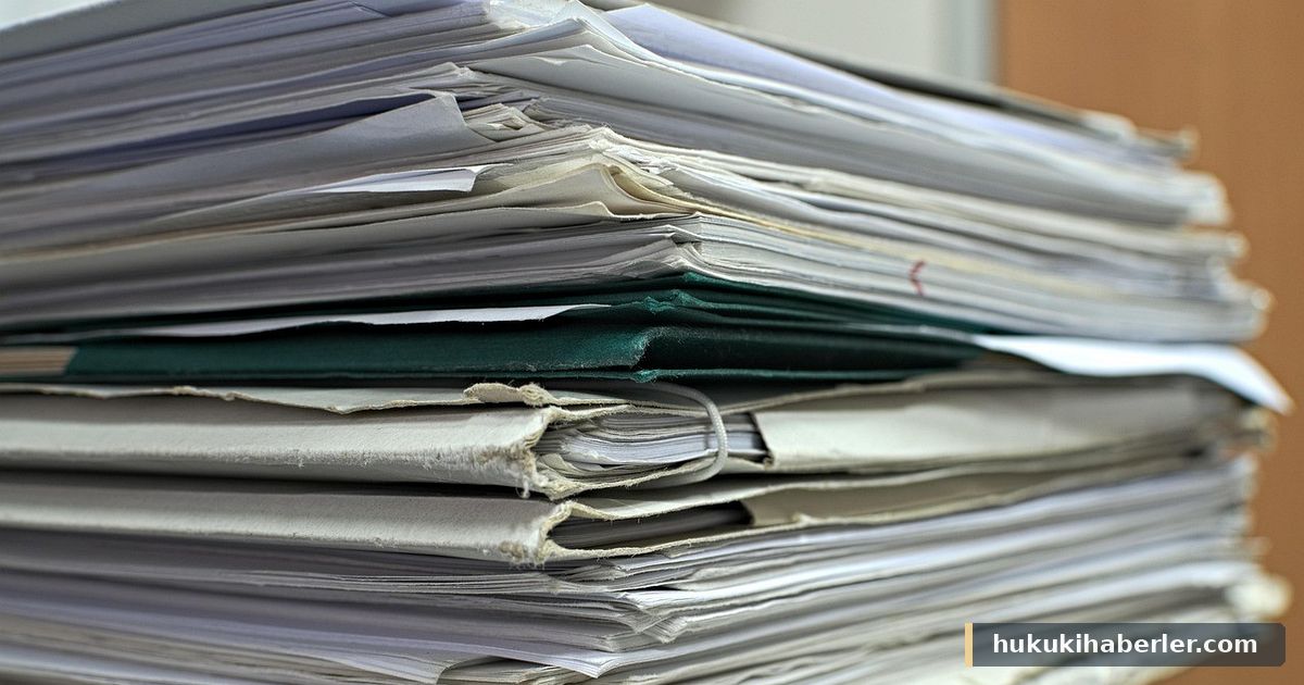 Ofis masasında üst üste yığılmış karışık evrak ve dosya yığınları